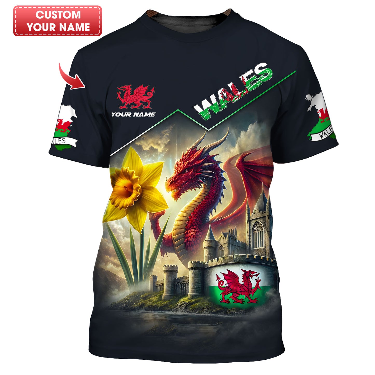 Camiseta personalizada con el dragón de Gales: abraza el orgullo galés