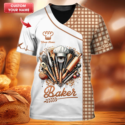 Personalized Baker Shirts - Elegant Baking Tools Design for Pastry Chefs