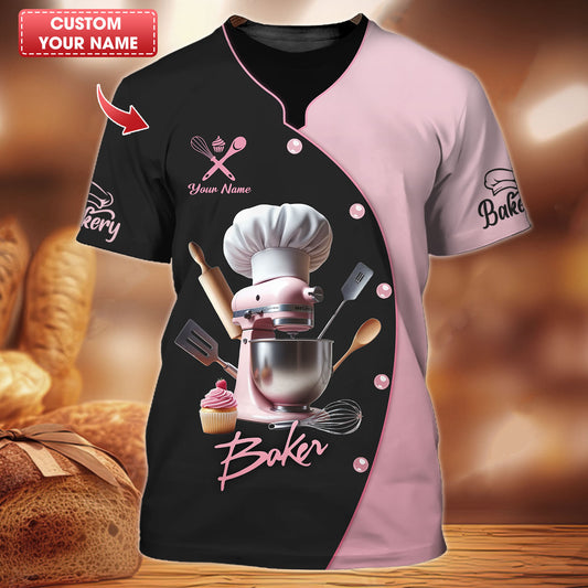 Chemises de boulanger personnalisées - Design élégant de mixeur et de cupcake pour les amateurs de pâtisserie