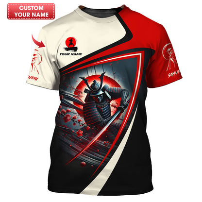 Camisetas personalizadas de samuráis Camiseta de samuráis con espada roja en 3D Regalo para amantes de los samuráis