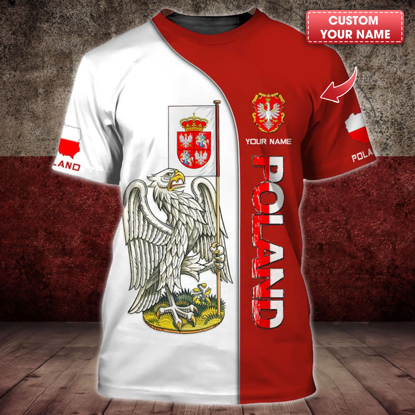 Personalized Poland Pride Shirt - White Eagle and Shield