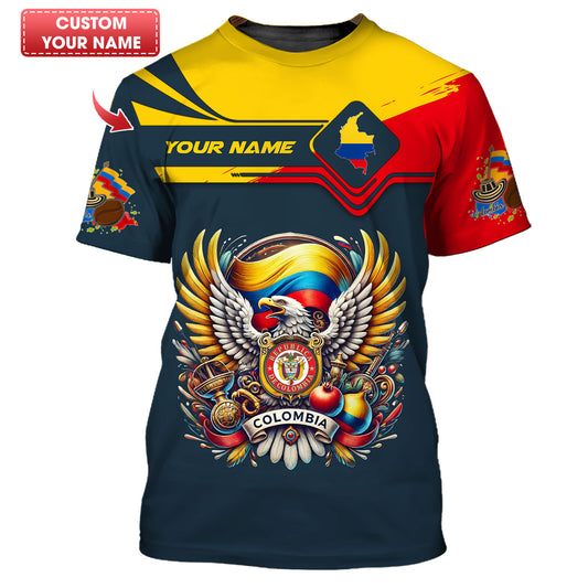 Camiseta de Colombia Life con nombre personalizado y estampado completo en 3D, regalo para amantes de Colombia