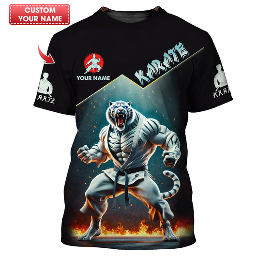 Camiseta de karate para mujer con nombre personalizado Camiseta de karate en 3D Regalo personalizado para amantes del karate