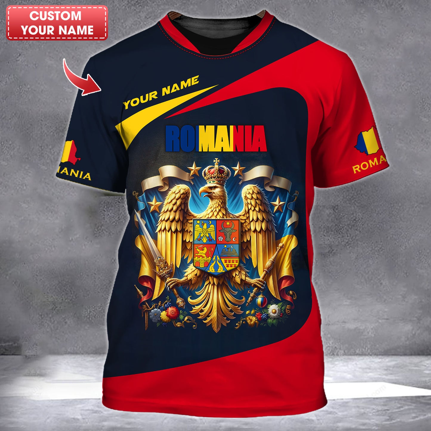 Personalized Romania Pride Shirt - Honor the Legacy of Romanian Heraldry