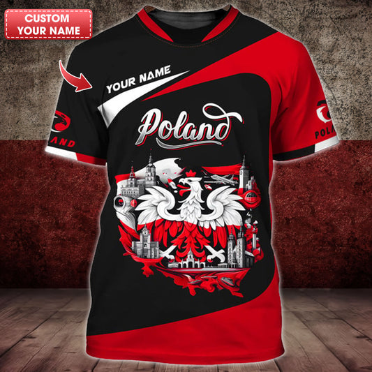 Personalized Poland Pride Shirt - White Eagle and Historic Landmarks