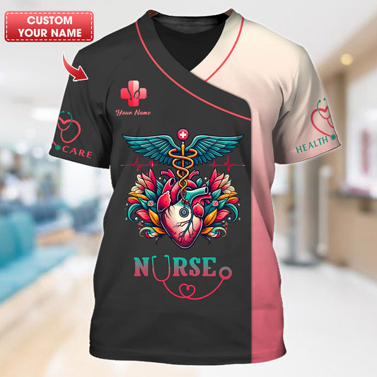 Camiseta de enfermera personalizada: honra el corazón de la atención médica