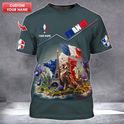 Camiseta con estampado 3D de Love France, camiseta personalizada con nombre de Francia, regalo para amantes de Francia