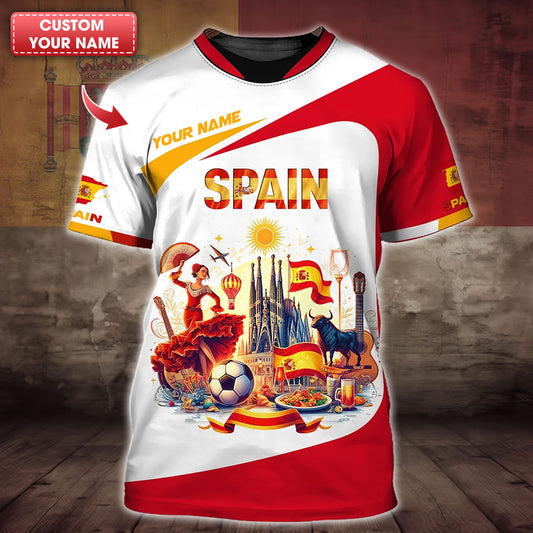 Camiseta personalizada del orgullo español: ideal para los entusiastas de España y los amantes de los viajes