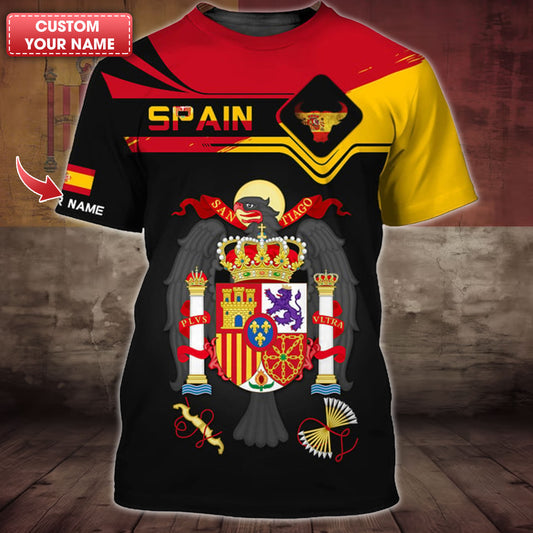 Personalized Spain Pride Shirt - Regal Coat of Arms and Bull