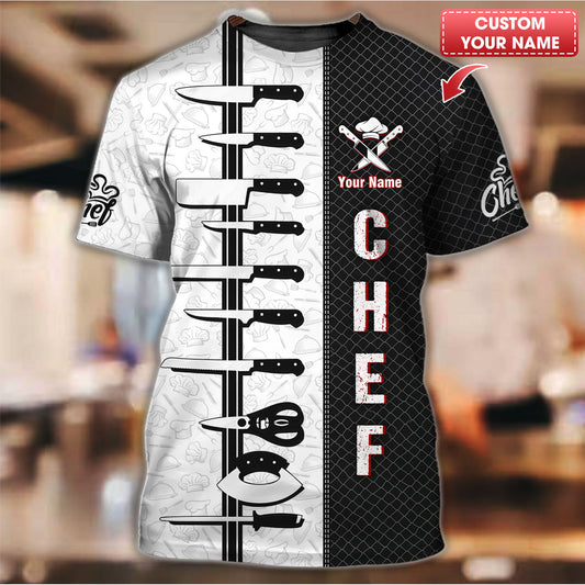 Personalized Chef Shirt - Knife Collection Design