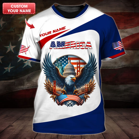 Camiseta unisex, camiseta americana con nombre personalizado, orgullo americano, camiseta de la Estatua de la Libertad