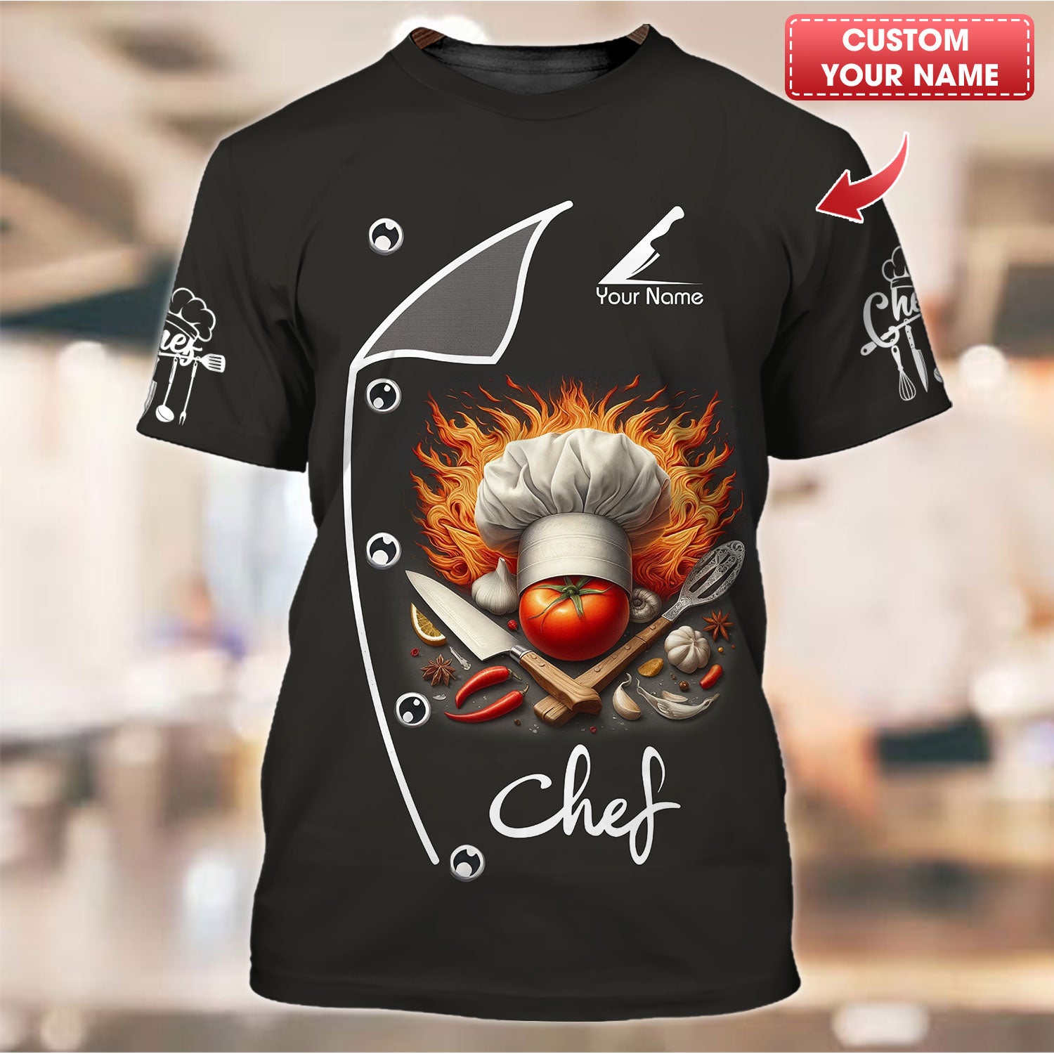 Personalized Chef Shirts - Fiery Culinary Passion Design for Professio ...