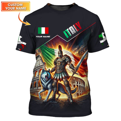 Camisetas con estampado 3D completo de Caballeros de Italia, regalo con nombre personalizado para amantes de Italia