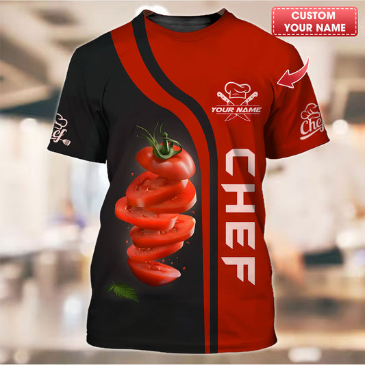 Camisetas de chef personalizadas: diseño de rodajas de tomate fresco para artistas culinarios