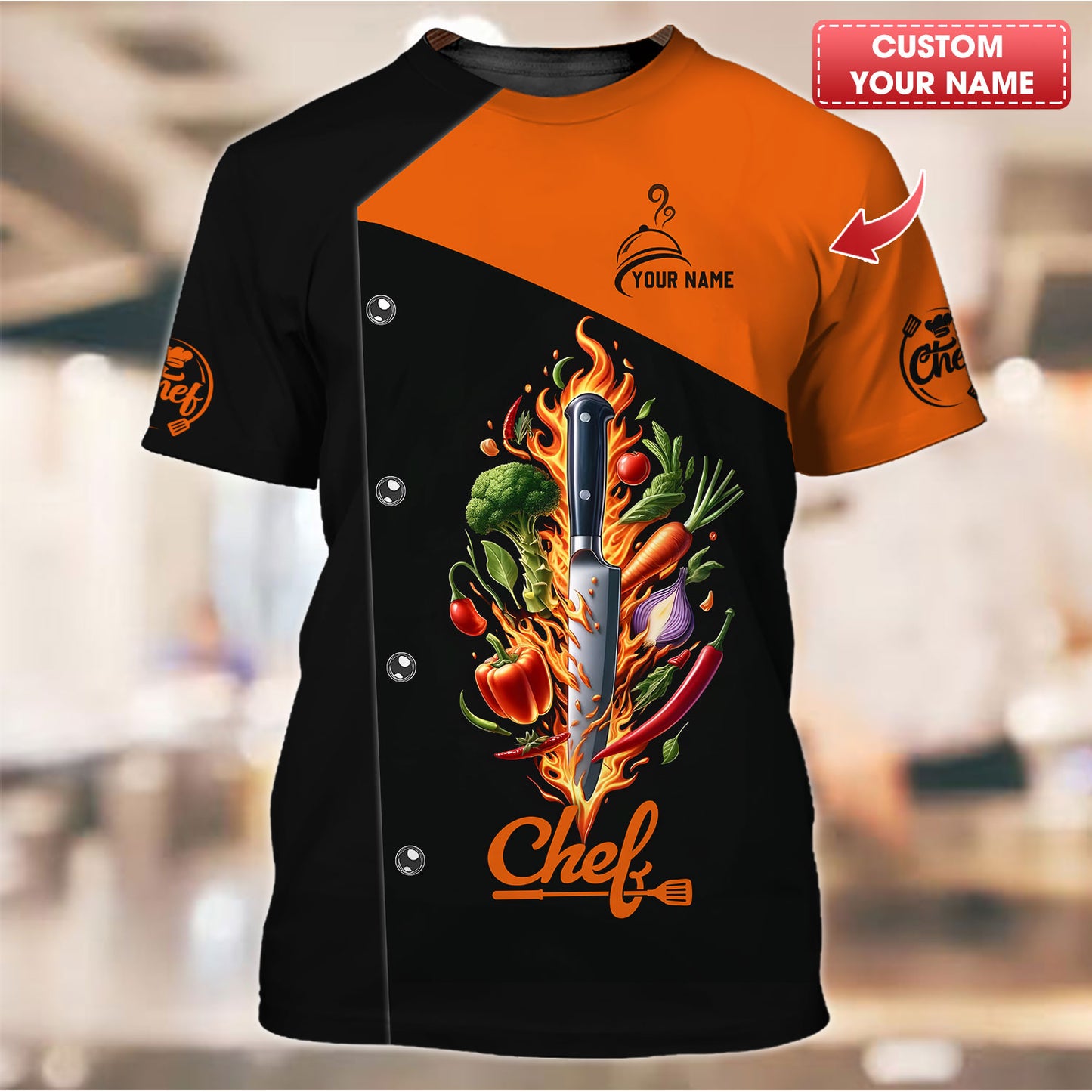 Personalized Chef Shirt – Fiery Flavors and Fresh Produce Blend