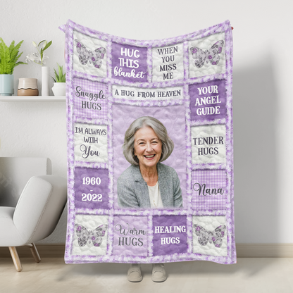A Hug From Heaven - Memorial Personalized Custom Blanket - Sympathy Gift