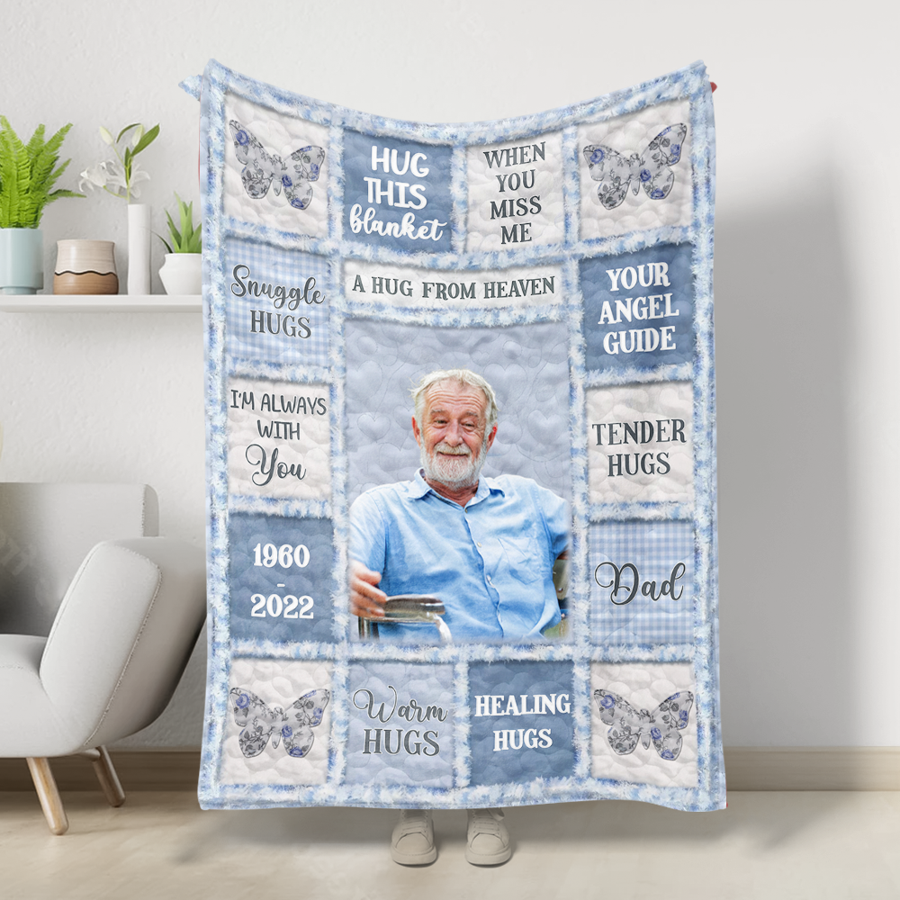 A Hug From Heaven - Memorial Personalized Custom Blanket - Sympathy Gift