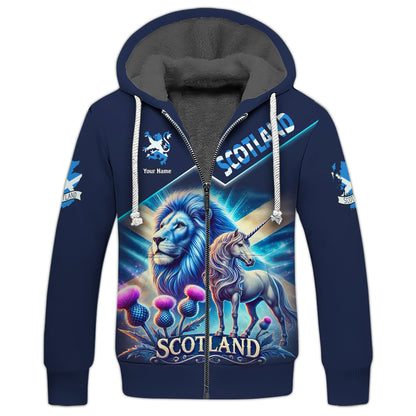 Camiseta personalizada con nombre en 3D de El león con unicornio de Escocia, regalo personalizado para amantes de Escocia