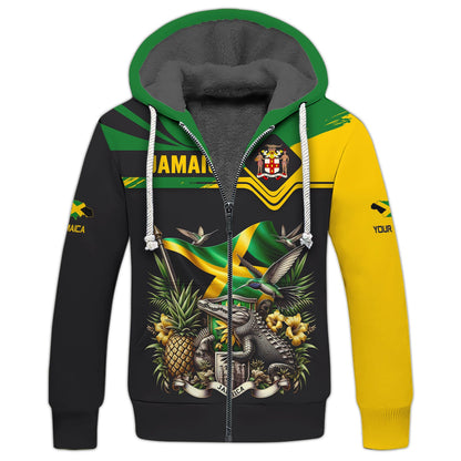 Love Jamaica Custom Name 3D Full Print Zipper Hoodie Gift For Jamaica Lovers