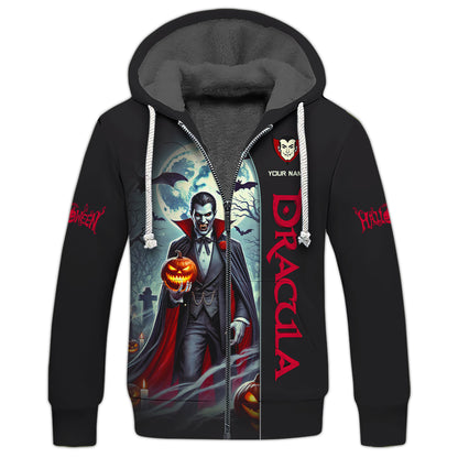 Dracula With Pumpkin Custom T-Shirts Halloween 3D Shirt Gift For Halloween Lovers