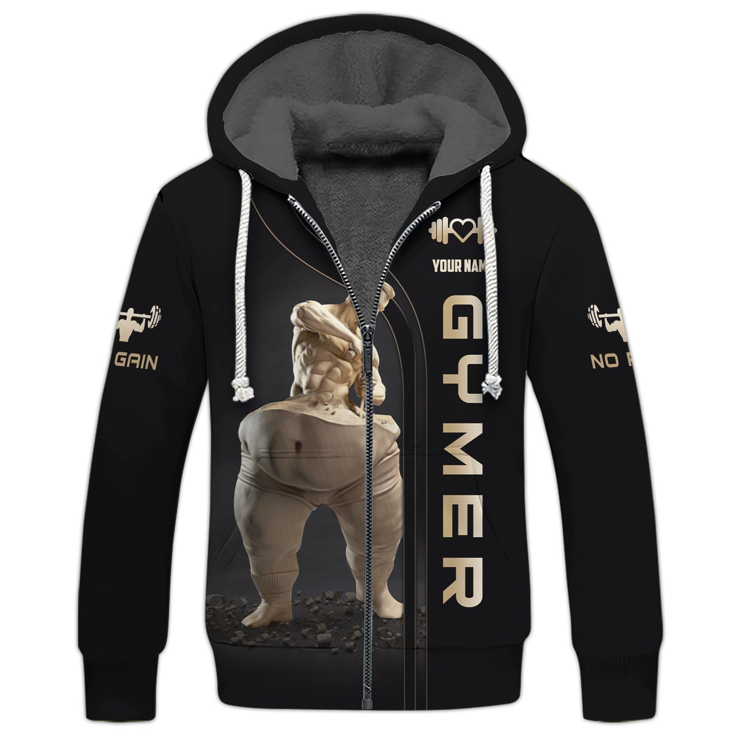 Sudadera con capucha y cremallera para hombre con estampado completo en 3D y nombre personalizado, regalo para amantes del gimnasio