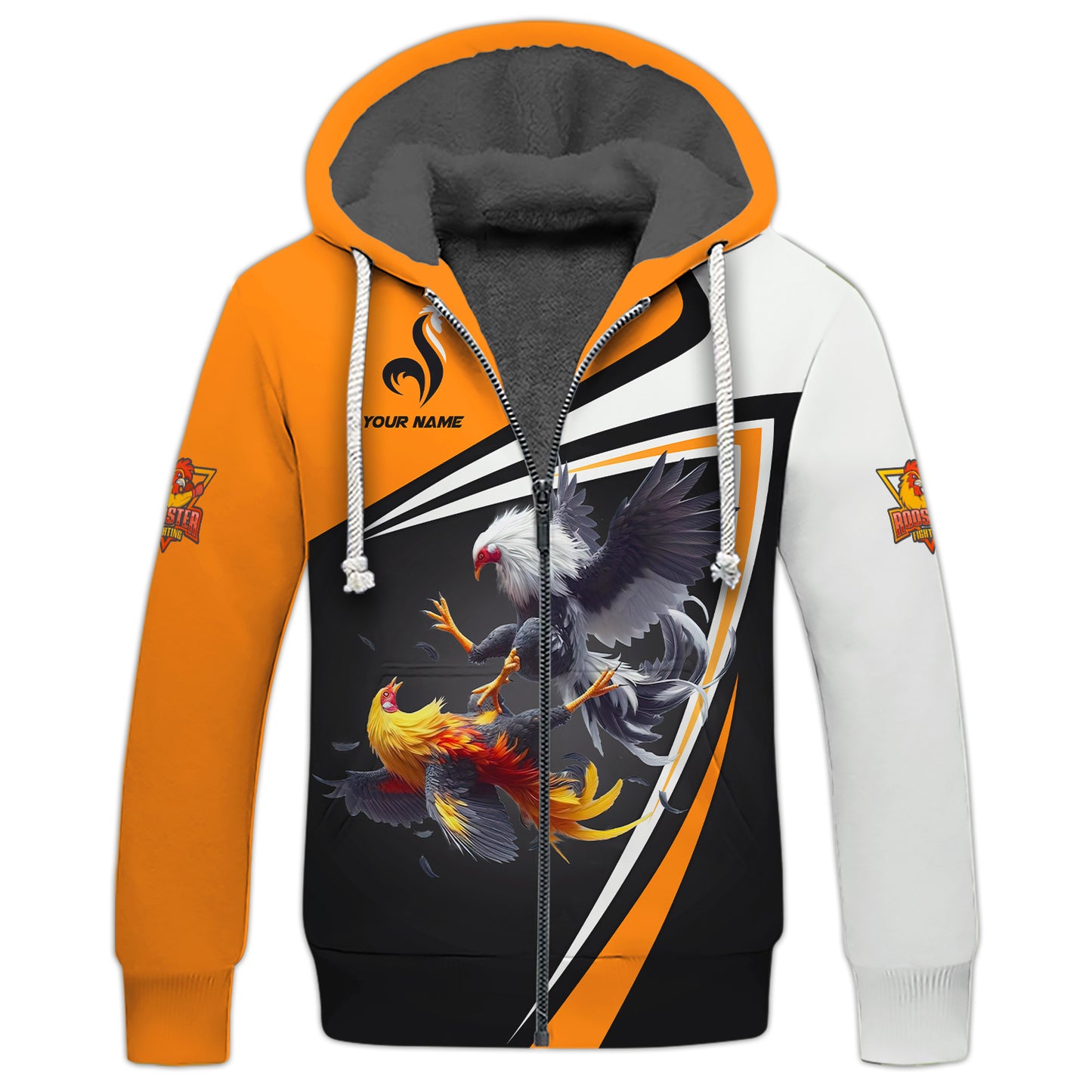 3D Full Print Rooster Fight Zipper Hoodie Personalized Name Gift For Rooster Lovers