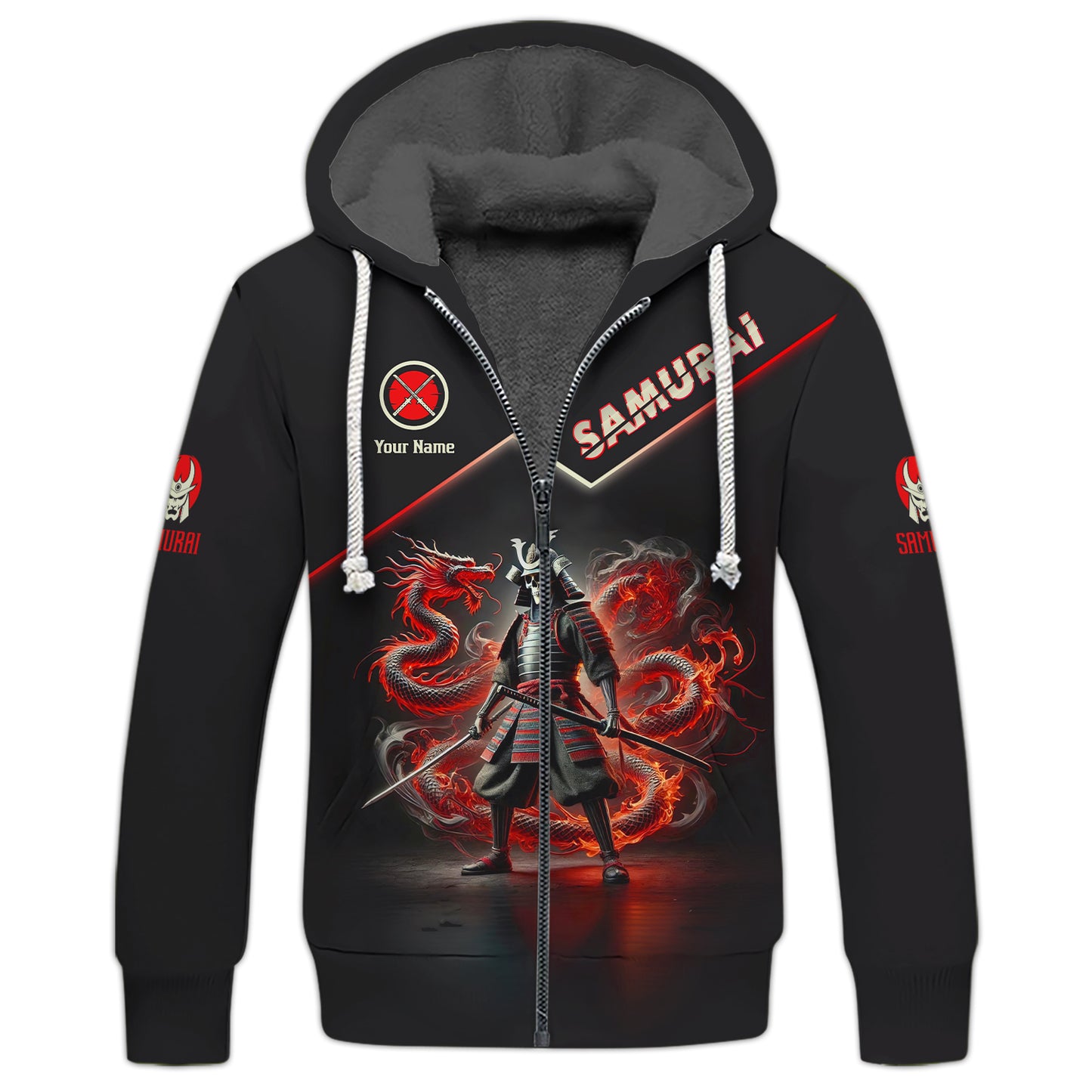 Personalized Samurai T-Shirt - Red Dragon for Samurai Lovers