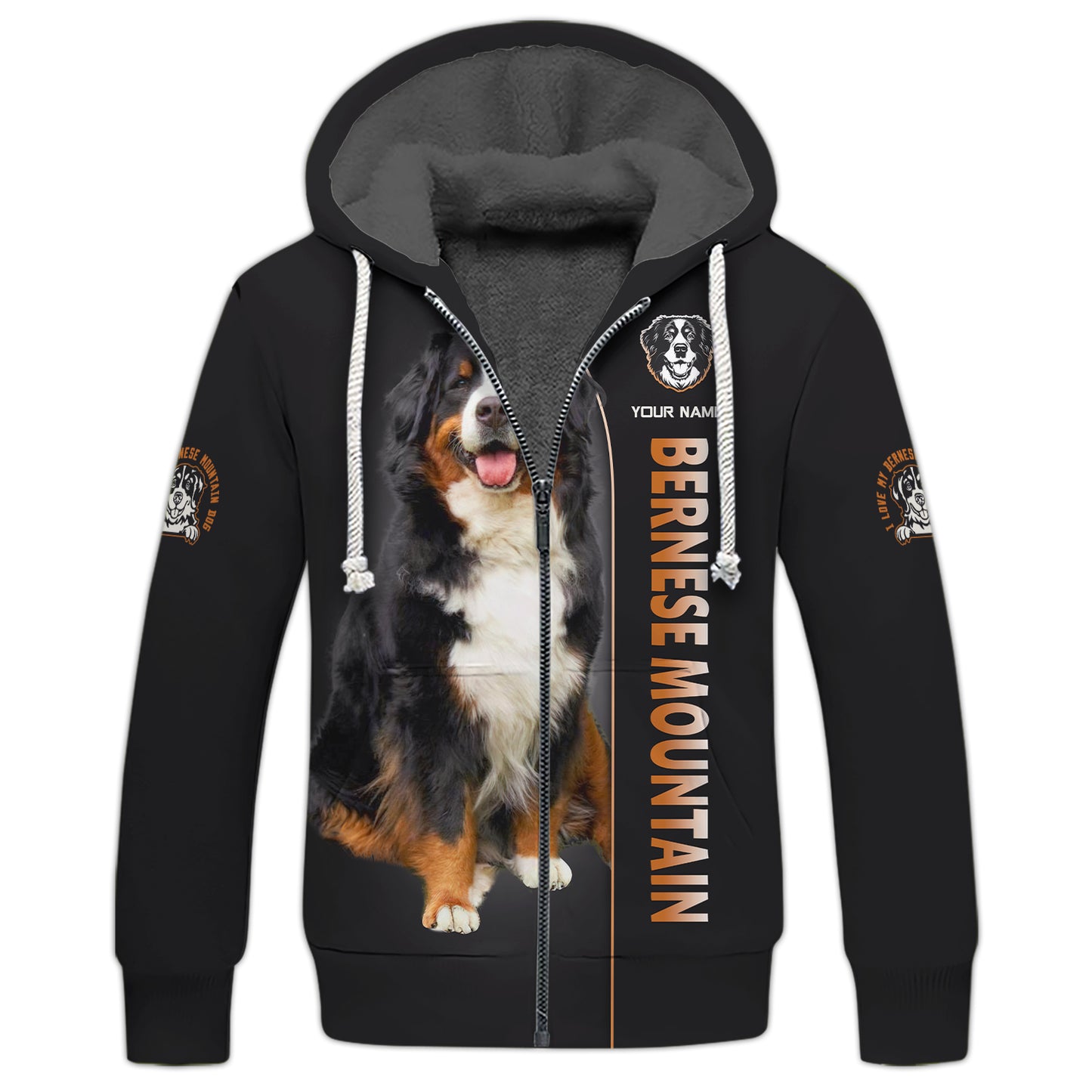 Camiseta con nombre personalizado de Bernese Mountain Camisetas 3D de Bernese Mountain Regalo para amantes de los perros