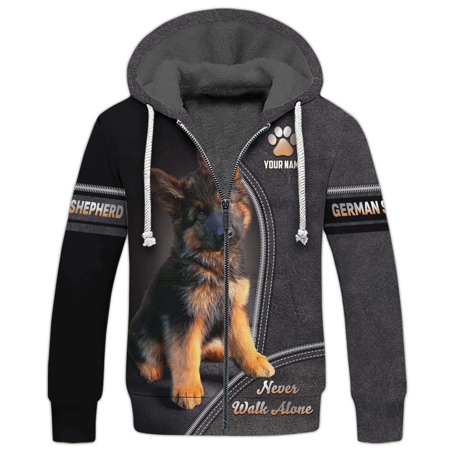 T-shirt personnalisé avec nom de berger allemand, cadeau pour les amoureux des chiens, ne marchez jamais seul, chemises 3D