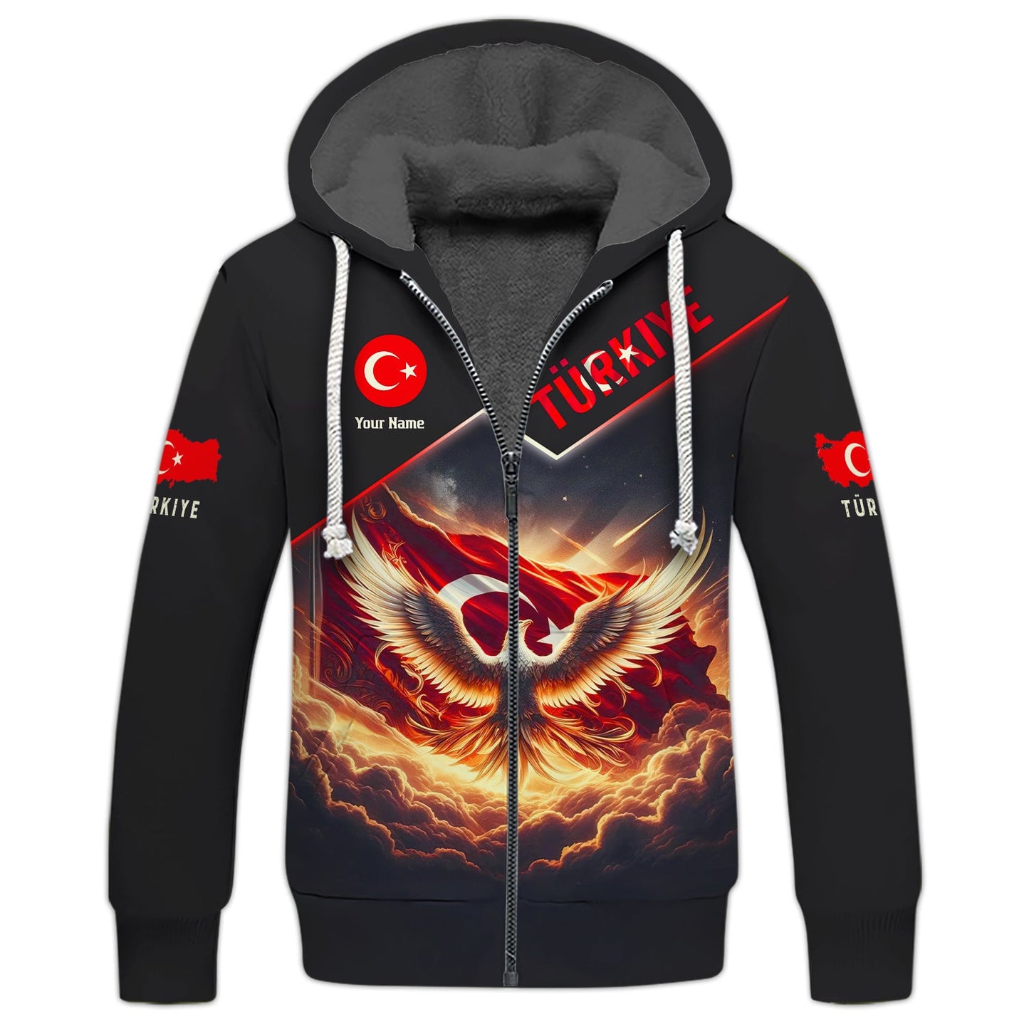 T-shirt unisexe Türkiye Turquie Sweat à capuche zippé T-shirt avec nom personnalisé pour les amoureux de la Turquie