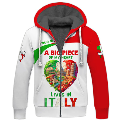 3D Full Print Italy Heart  Shirt Personalized Name Gift For Italian Lovers