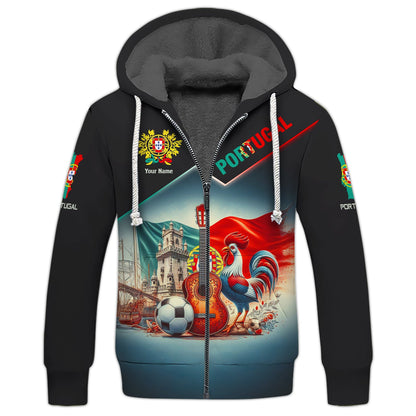 Unisex Portugal Zipper Hoodie 3D Full Print Portugal Shirt Personalized Gift For Portugal Lovers