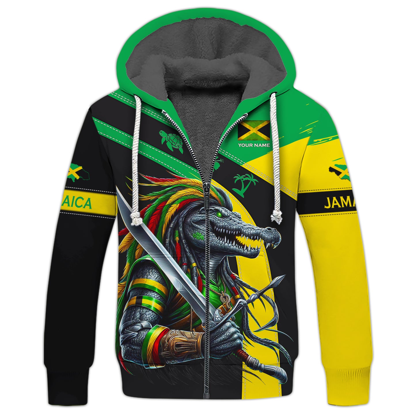 3D Full Print Crocodile Warrior Of Jamaica T-Shirts Personalized Name Gift For Jamaica Lovers