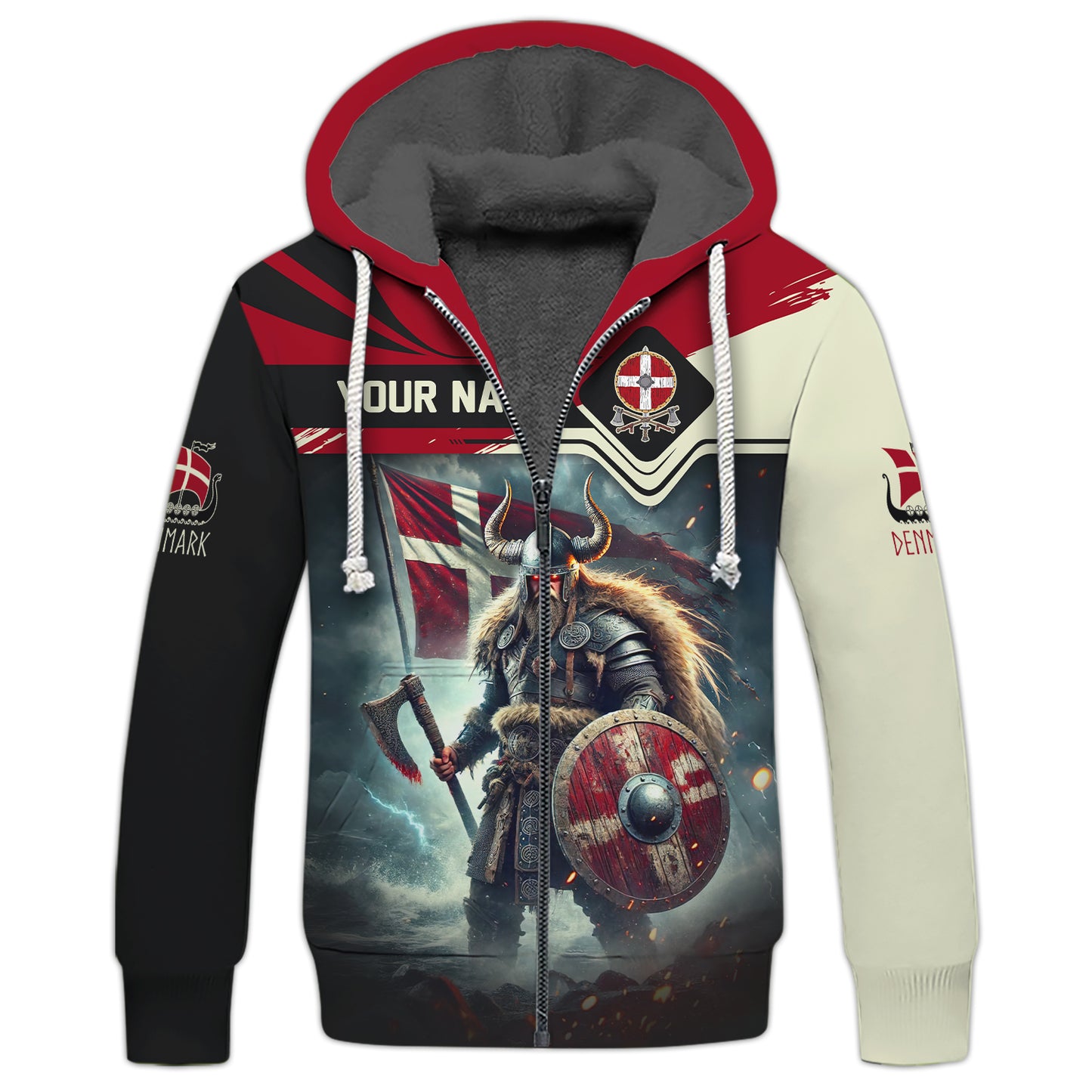 3D Full Print Mighty Viking Warrior Of Denmark T-Shirt Personalized Name Gift For Denmark Lovers