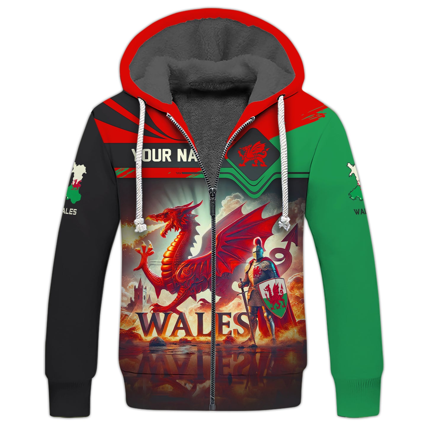 3D Full Print Welsh Warriors And Dragons Shirt Personalized Name Gif For Wales Lovers