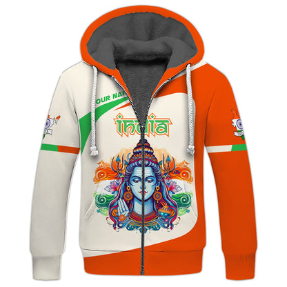 India Custom T- Shirts Lord Shiva India 3D Zipper Hoodie Gift For India Lover