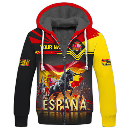 The Mighty Bull With Spanish Flag Custom Name Espana Shirt Gift For Spain Lovers