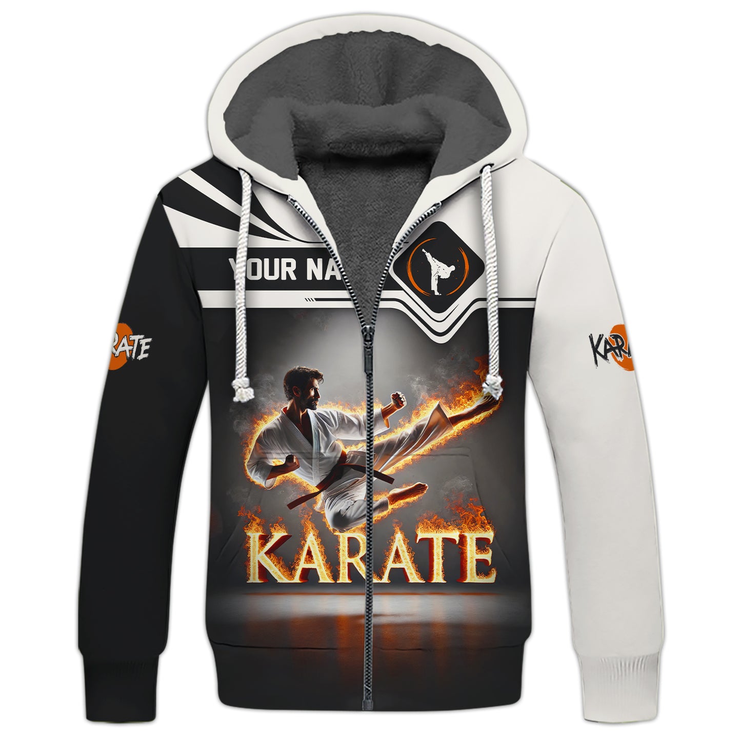 3D Full Print Flaming Karate Master T-Shirt Personalized Name Gift For Karate Lovers