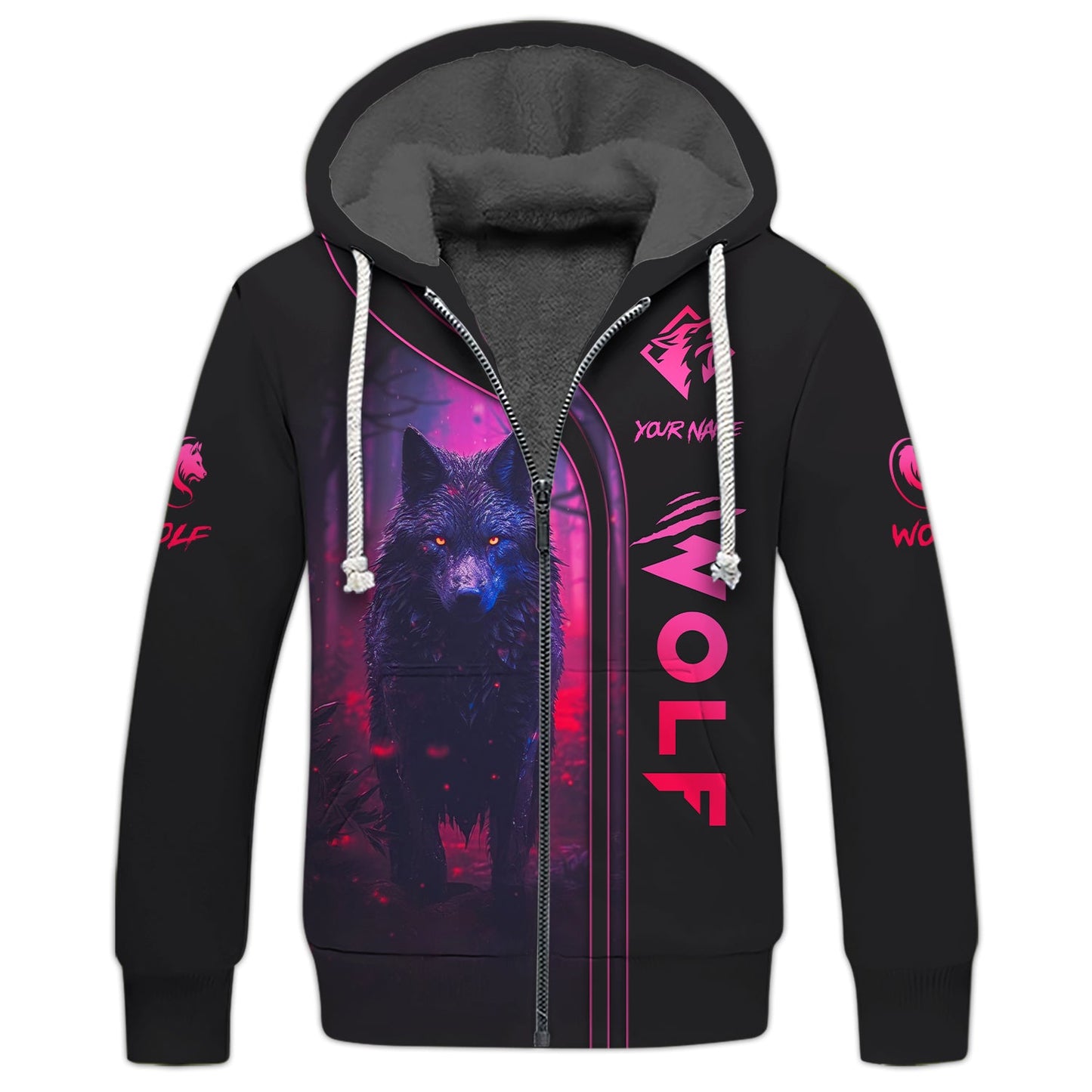 Zipper Hoodie Wolf Neon Custom T-Shirt Gif For Wolves Lovers 3D Shirts