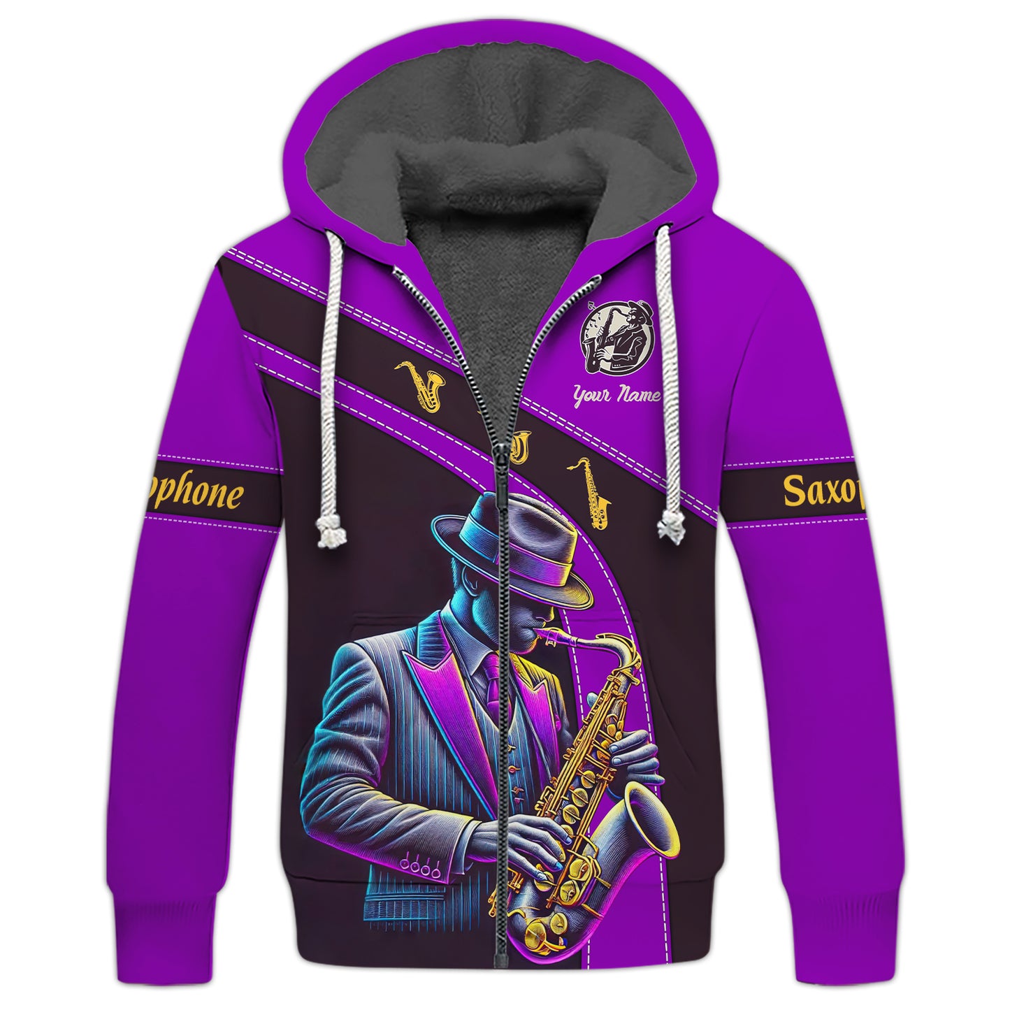 Camiseta personalizada con nombre en 3D de saxofón Regalo con nombre personalizado para amantes del saxofón