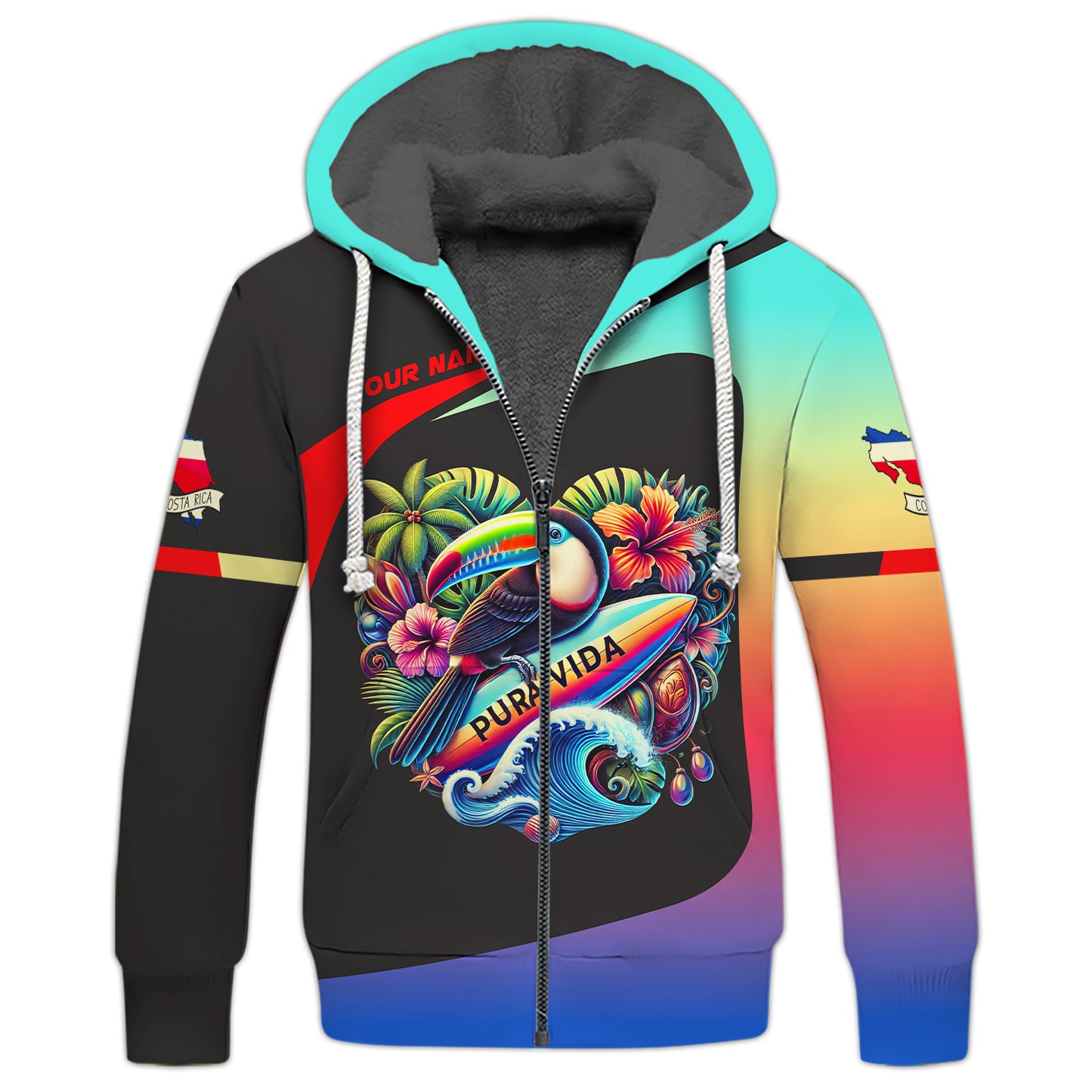 3D Full Print Pura Vida Customizable Tropical Paradise T-Shirt Personalized Name Gift For Costa Rica Lovers