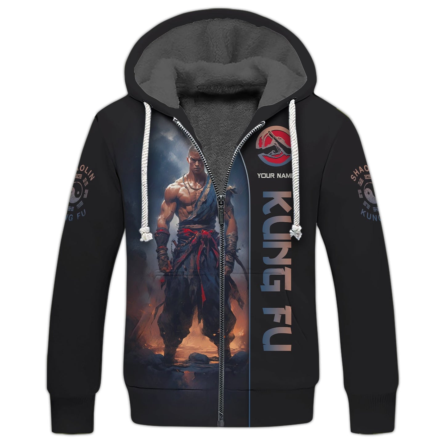 Sudadera con capucha y cremallera 3D de Shaolin Kung Fu Camisetas personalizadas de Shaolin Kung Fu Regalo para amantes del Shaolin Kung Fu