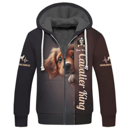 3D Full Print Cavalier King Charles Spaniel Dog T-Shirts Personalized Name Gift For Dog Lovers