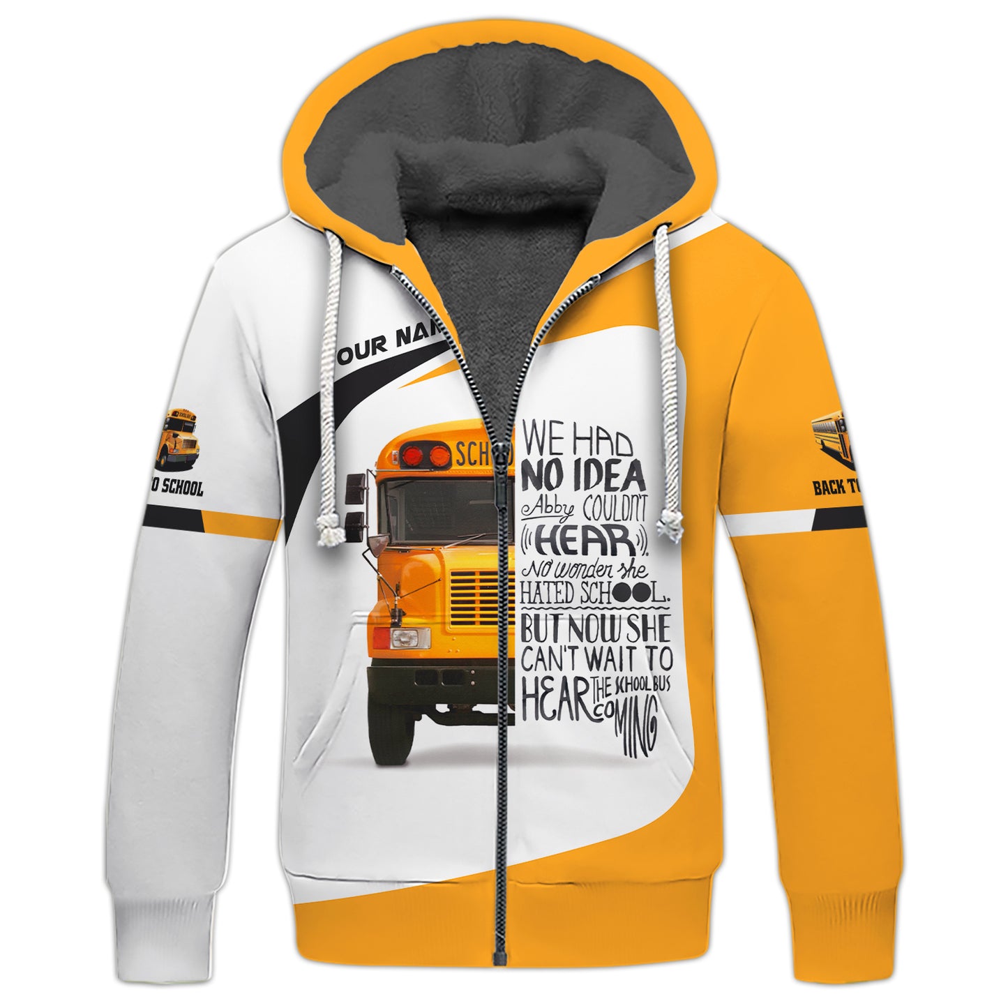 School Bus Driver Custom Name Zipper Hoodie Back To School 3D Shirts Gift For Bus Driver Lovers