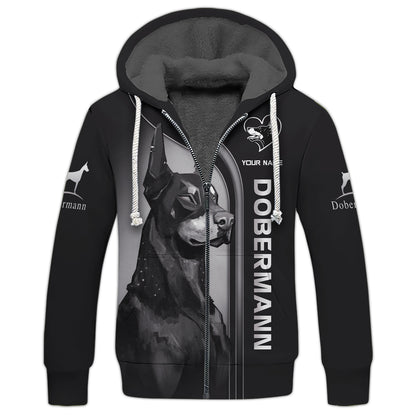 Camiseta 3D con nombre personalizado de Dobermann, regalo para amantes de los Dobermann