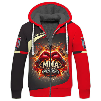 Mixed Martial Arts Personalized Name Flaming MMA Gloves Custom 3D Shirts Gift For MMA Lovers