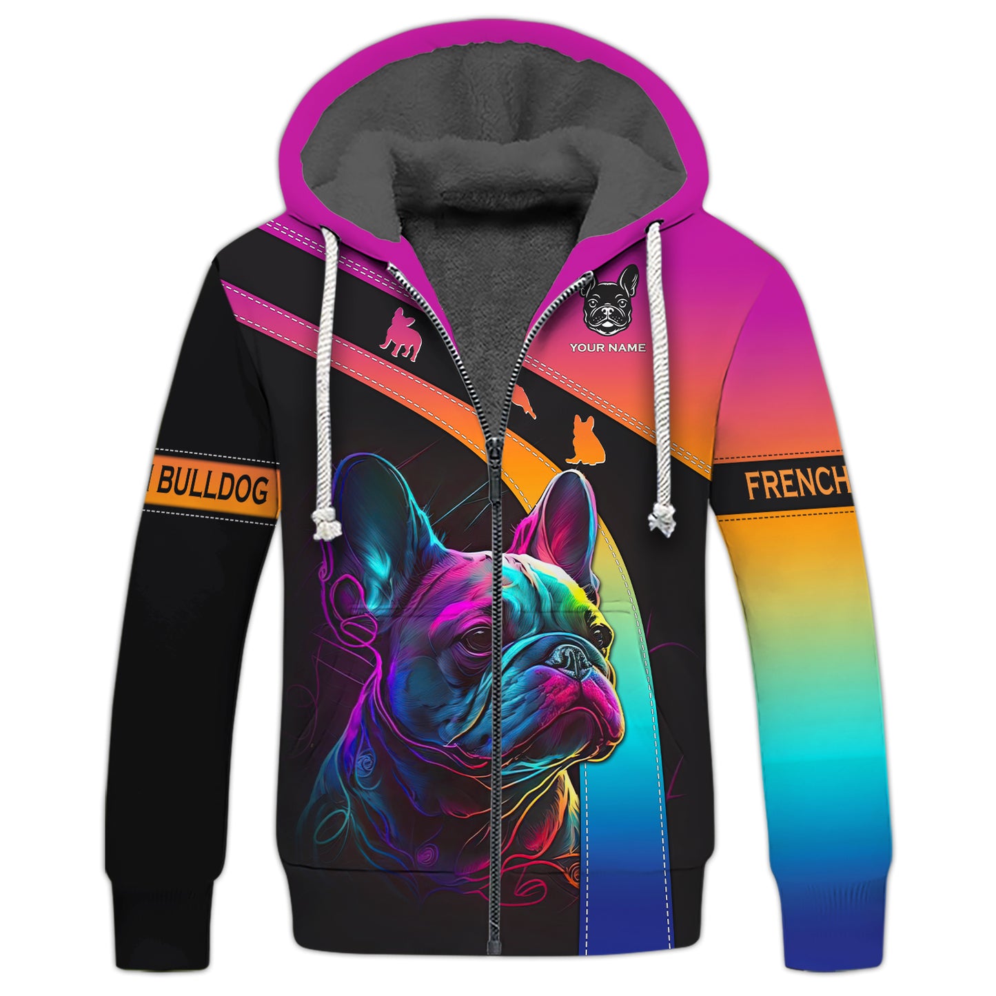 3D Full Print Vibrant French Bulldog T-Shirt Personalized Name Gift For Dog Lovers