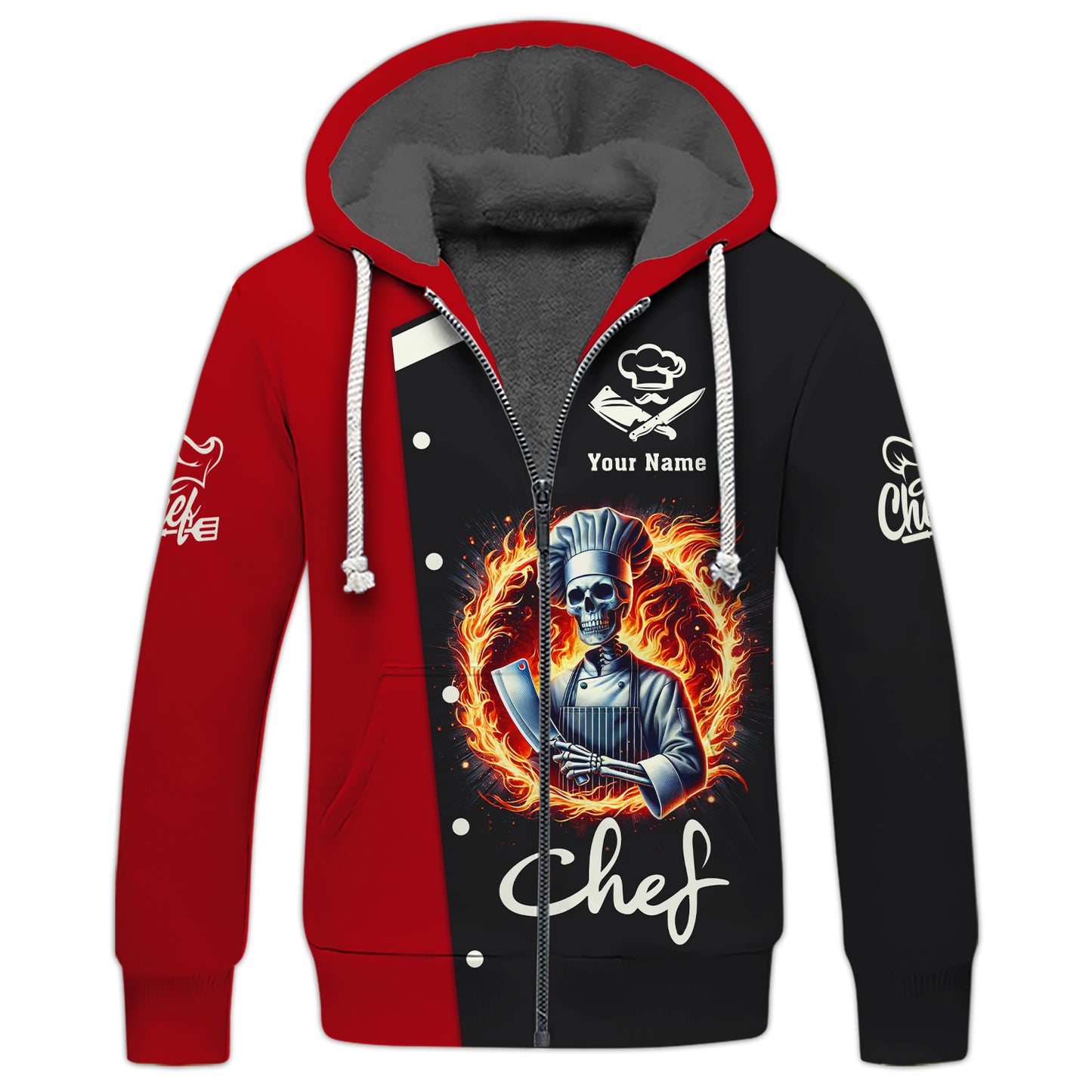 3D Full Print Skull Chef Shirt Personalized Name Gift For Chef Lovers