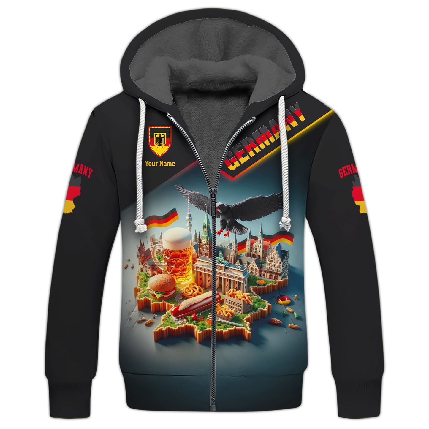 Camiseta de Alemania con nombre personalizado y estampado completo en 3D, regalo para amantes de Alemania