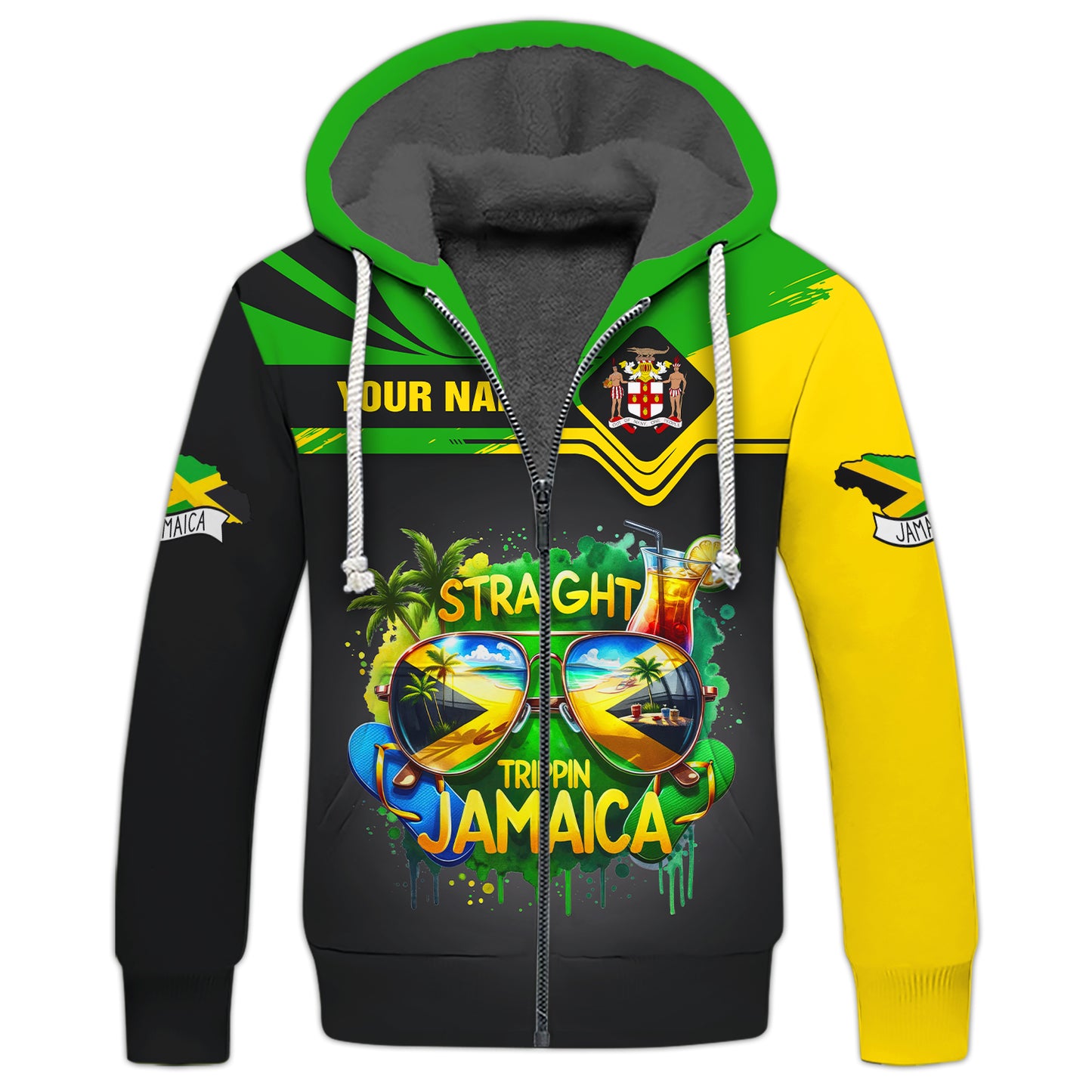 Camiseta personalizada con nombre en 3D del león de Jamaica, regalo personalizado para los amantes de Jamaica